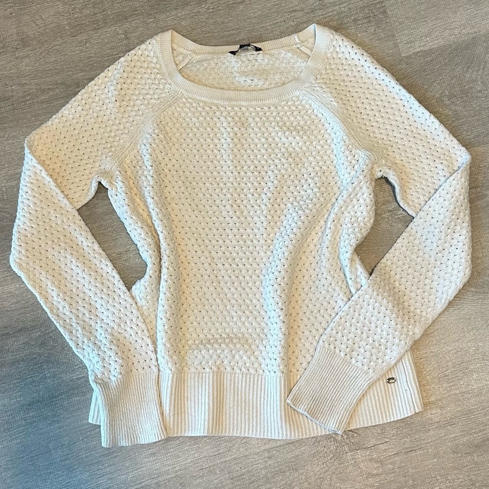 American Eagle Cream Textured Knit Sweater